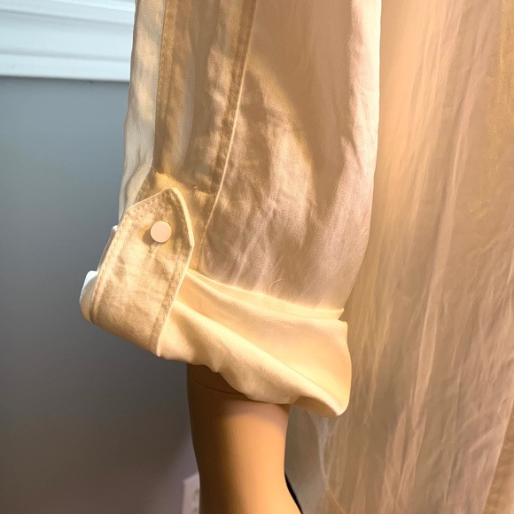 Anne Klein White Loose Sheer Button Down Blouse - Picture 5 of 10
